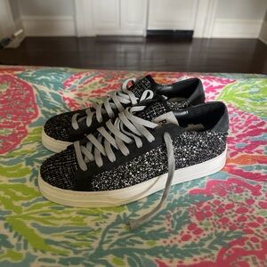 P448 Navy & Silver Glitter Low-Top Sneakers